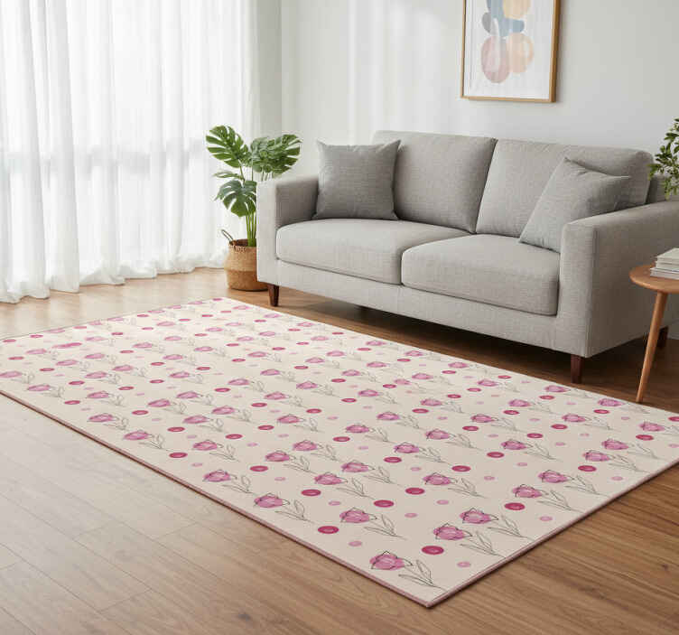 Bugambilia pattern flower vinyl rug - TenStickers