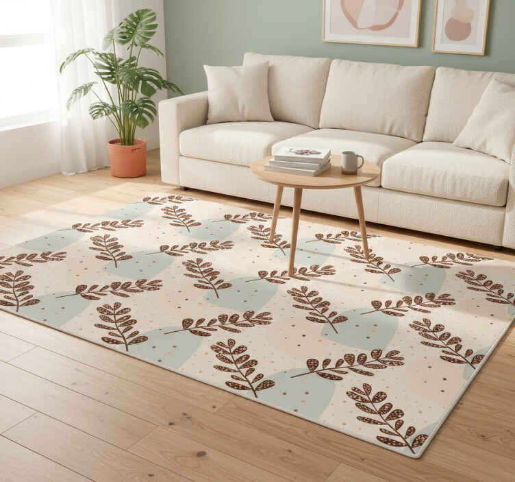 Flower vinyl rug in pastel aesthetic branches - TenStickers