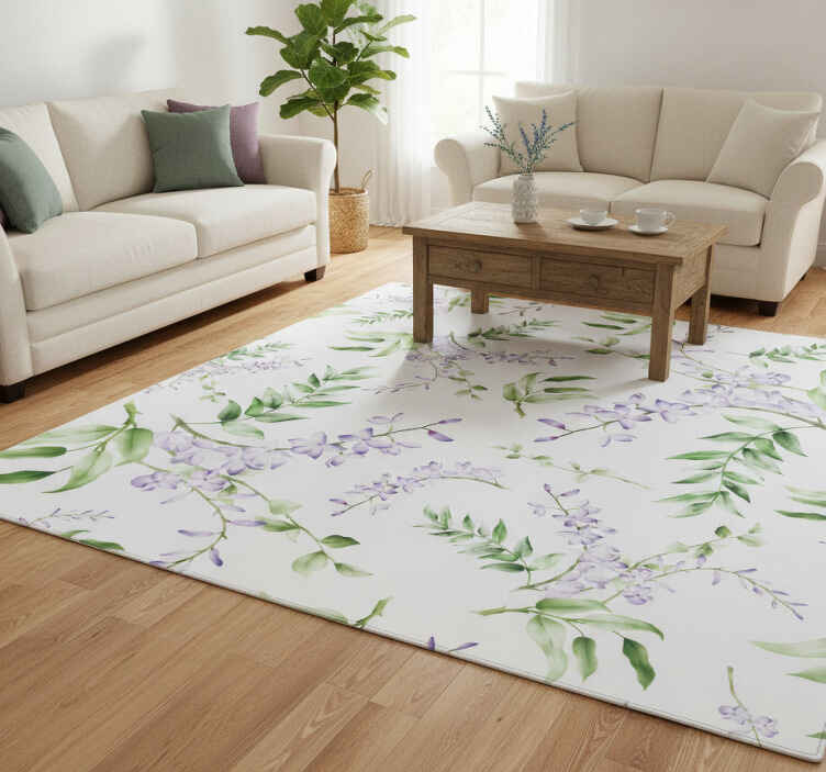 Flower vinyl rug lavender window motif - TenStickers