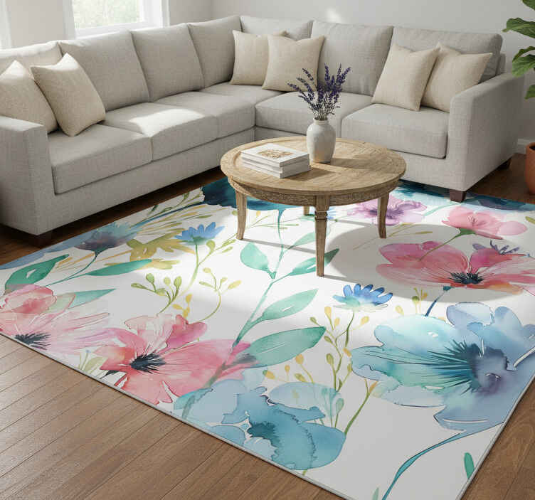 Flower vinyl rug wildflowers in summer - TenStickers