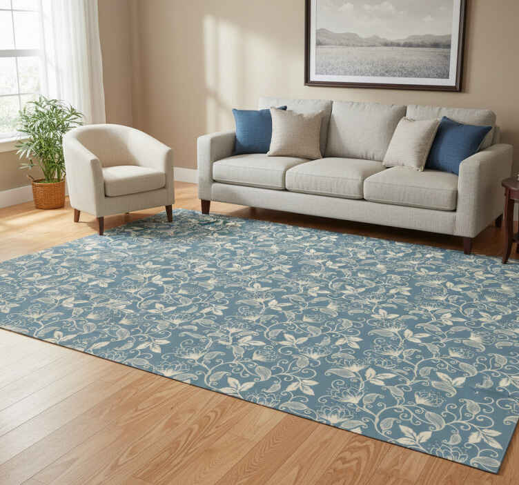 Flower vinyl rug in floral design pattern - TenStickers