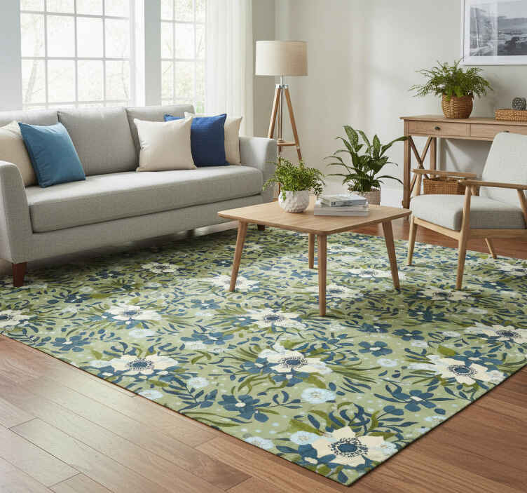 Flower vinyl rug floral nature design - TenStickers