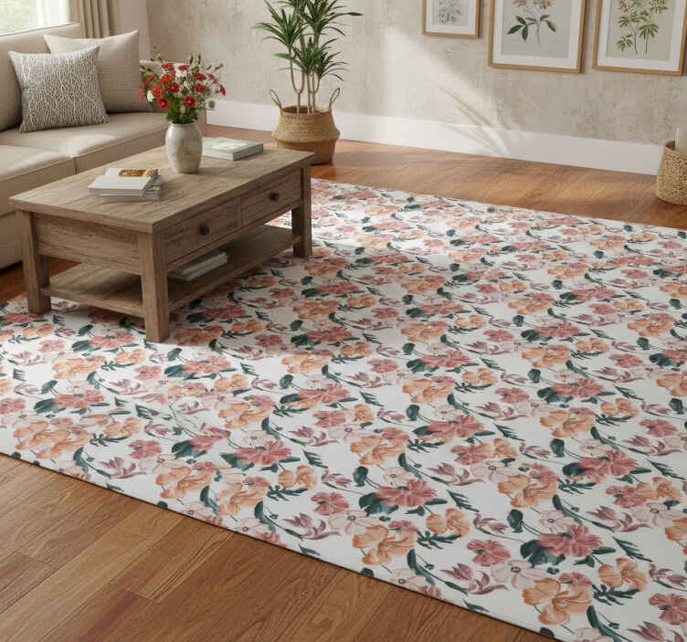 Flower vinyl rug blooming pattern design - TenStickers