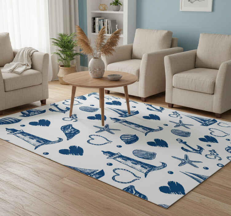Flower vinyl rug with nautical theme design - TenStickers
