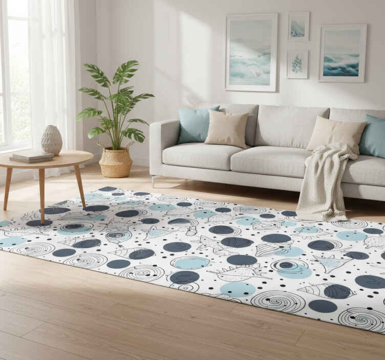Flower vinyl rug with elegant shell designs - TenStickers