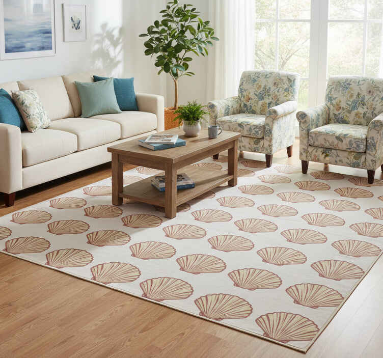 Flower vinyl rug with seashell design - TenStickers