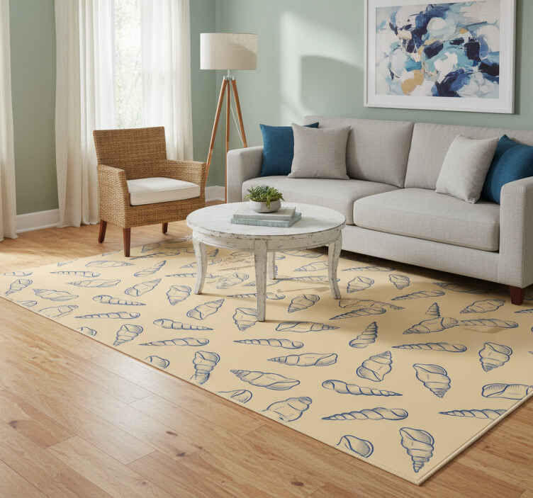 Flower vinyl rug shell motif design - TenStickers