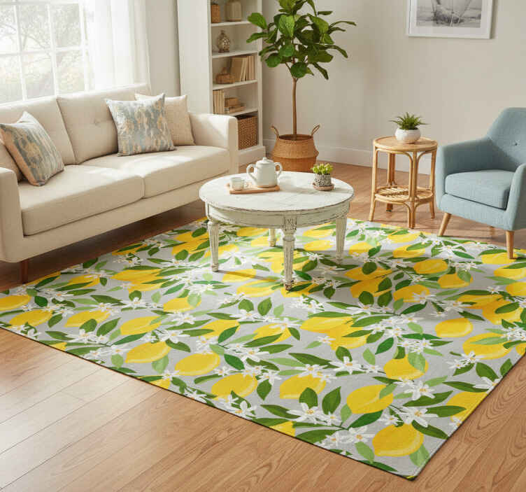 Vinyl teppich blumen mit zitronenblütenmuster - TenStickers