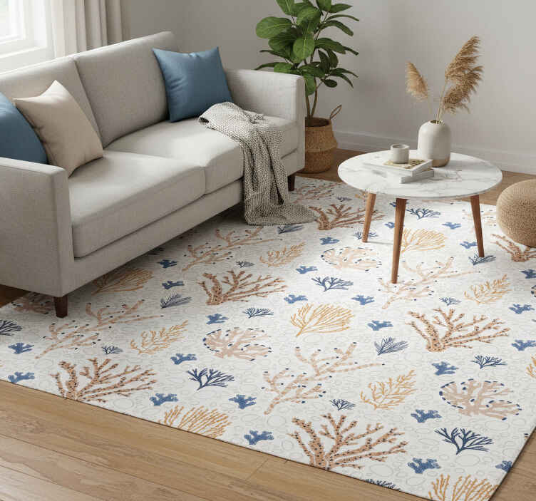 Flower vinyl rug with trendy coral design - TenStickers