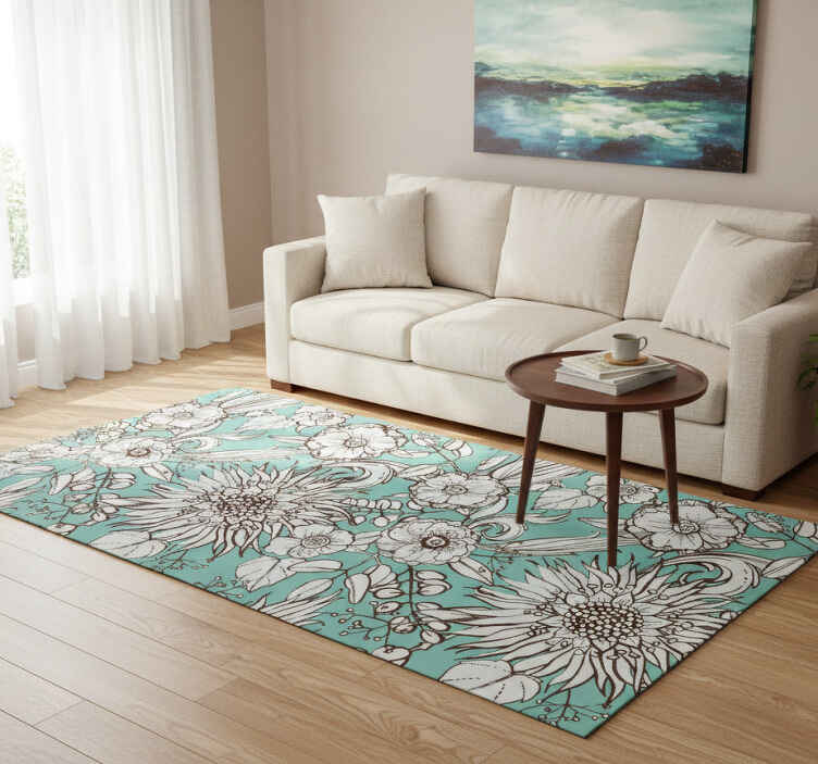 Flower vinyl rug floral motifs collection - TenStickers