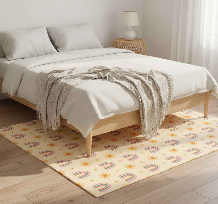 Flower vinyl rug blooming with colorful rainbows - TenStickers