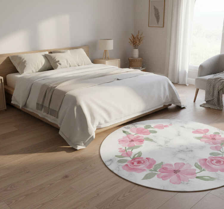 Flower rug floral crown with marble - TenStickers