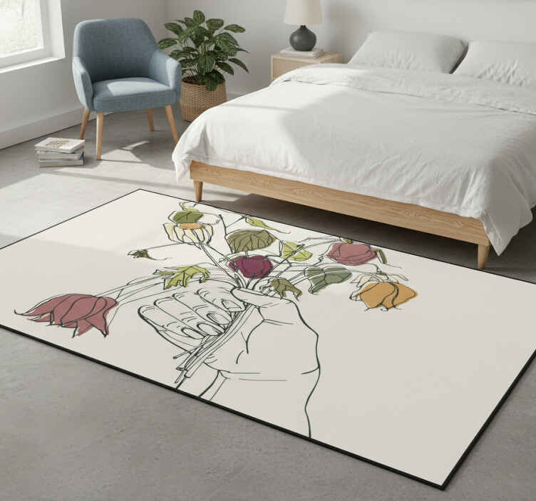 Flower vinyl rug handheld blooms - TenStickers