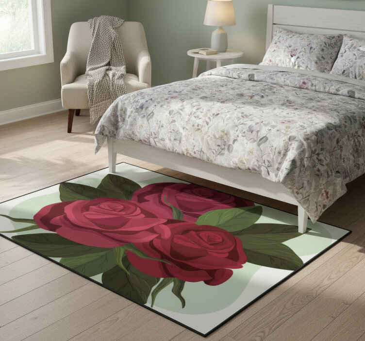 Flower vinyl rug rose bouquet design - TenStickers