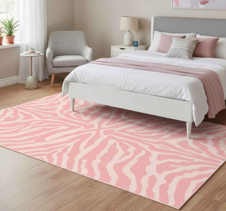 Pink zebra print animal print rug - TenStickers