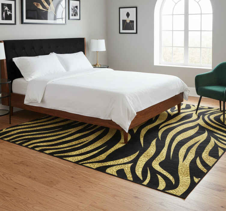 Animal print rug in golden zebra pattern - TenStickers