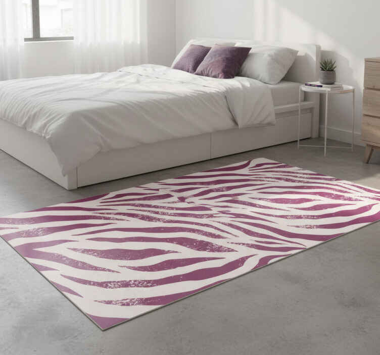 Hayvan baskı pvc halı mor ve beyaz zebra deseni - TenStickers