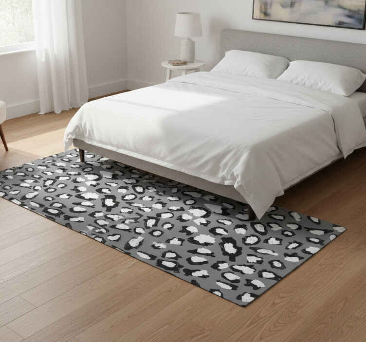 Animal print rug in gray and white leopard - TenStickers