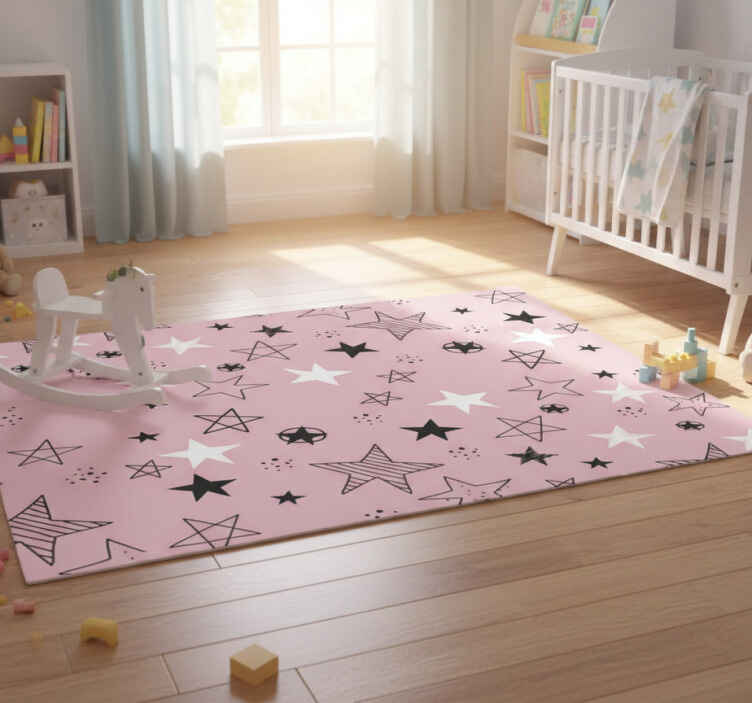 Tapete vinílico estrelas padrão rosa e preto - TenStickers