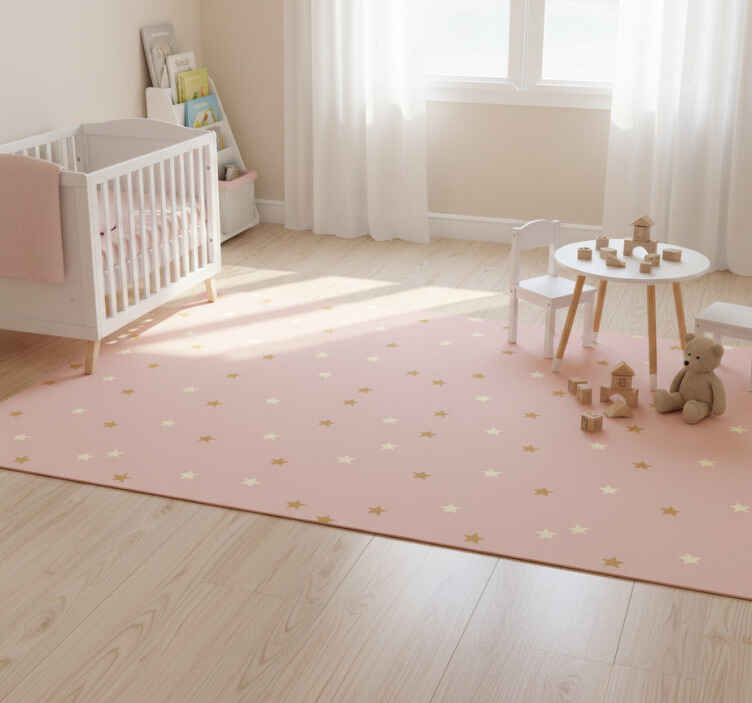 Tapete vinílico estrelas douradas em fundo rosa - TenStickers
