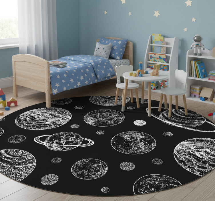 Tapete vinílico estrelas espaço preto e branco - TenStickers