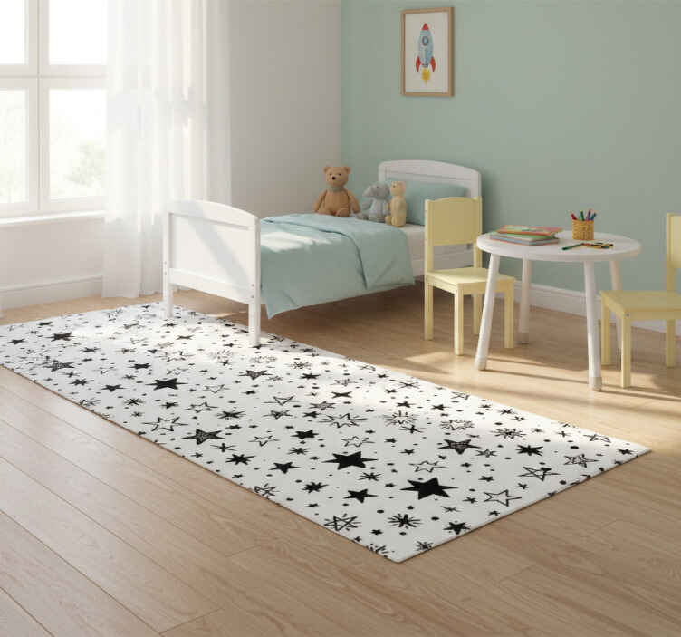 Tapete vinílico estrelas padrão preto em fundo branco - TenStickers