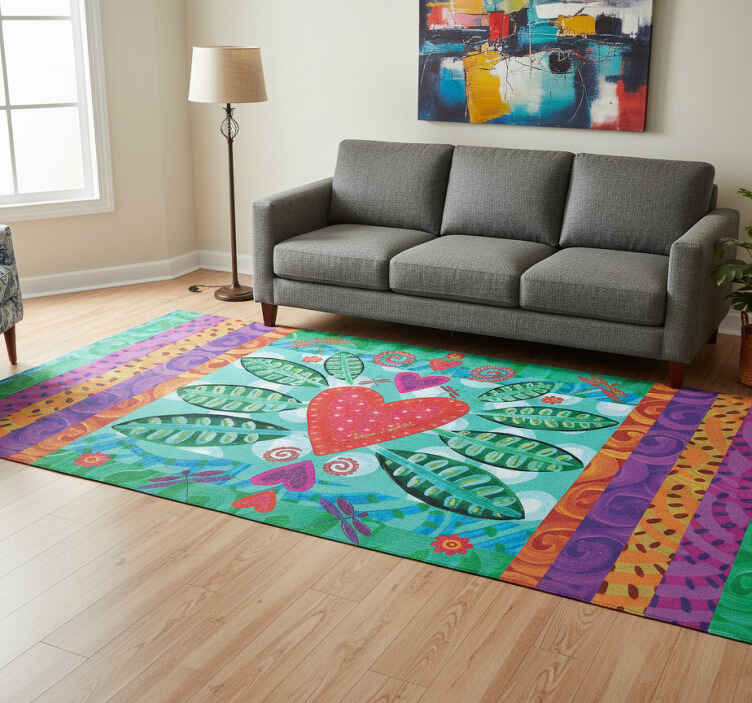 Vinyl teppich wohnzimmer buntes rotes herz - TenStickers