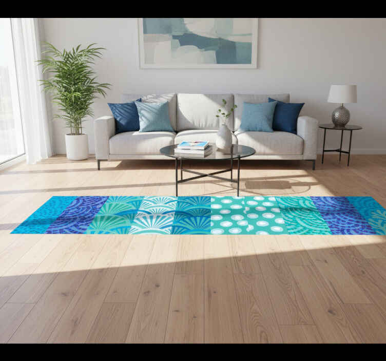 Alfombra vinílica salón patrón océano turquesa - TenVinilo