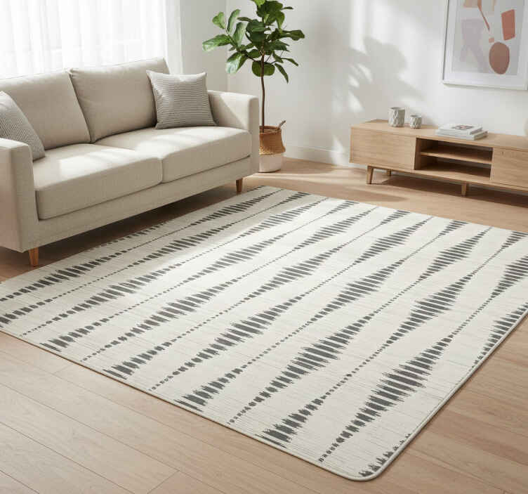 Alfombra vinílica geométrica rabaul ikat gris y beige - TenVinilo