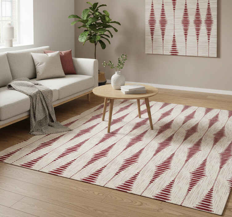 Red rabaul ikat geometric vinyl rug - TenStickers