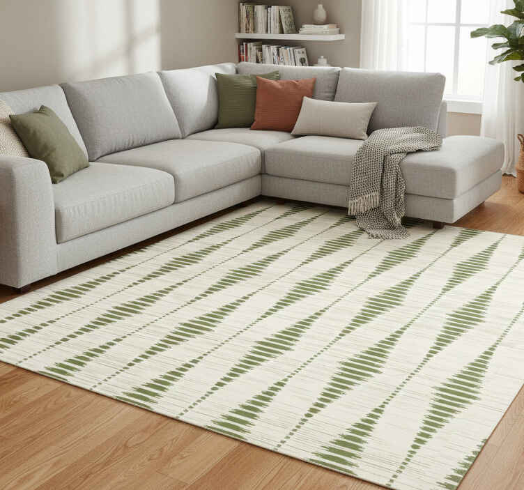 Moss green rabaul ikat geometric vinyl rug - TenStickers
