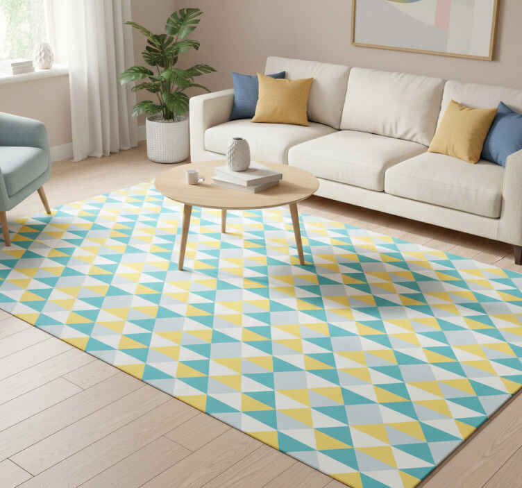 Alfombra vinílica geométrica amarilla y azul - TenVinilo