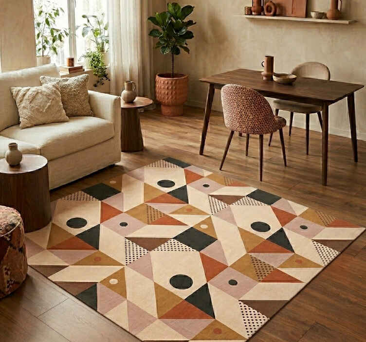 Tapete vinílico geométricas em patchwork marrom - TenStickers