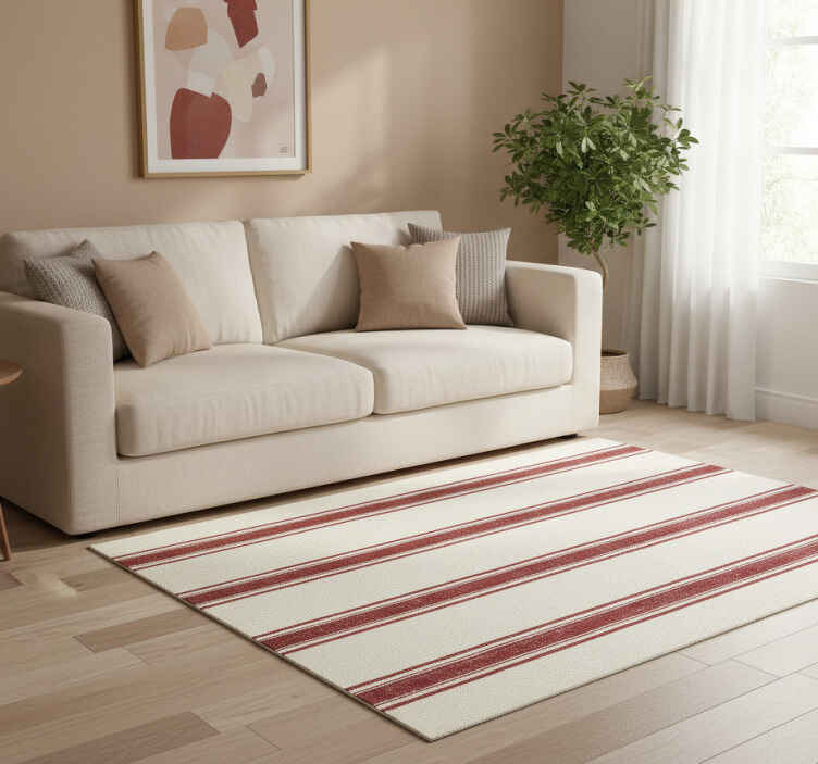 Geometric vinyl rug in red vertical lines - TenStickers