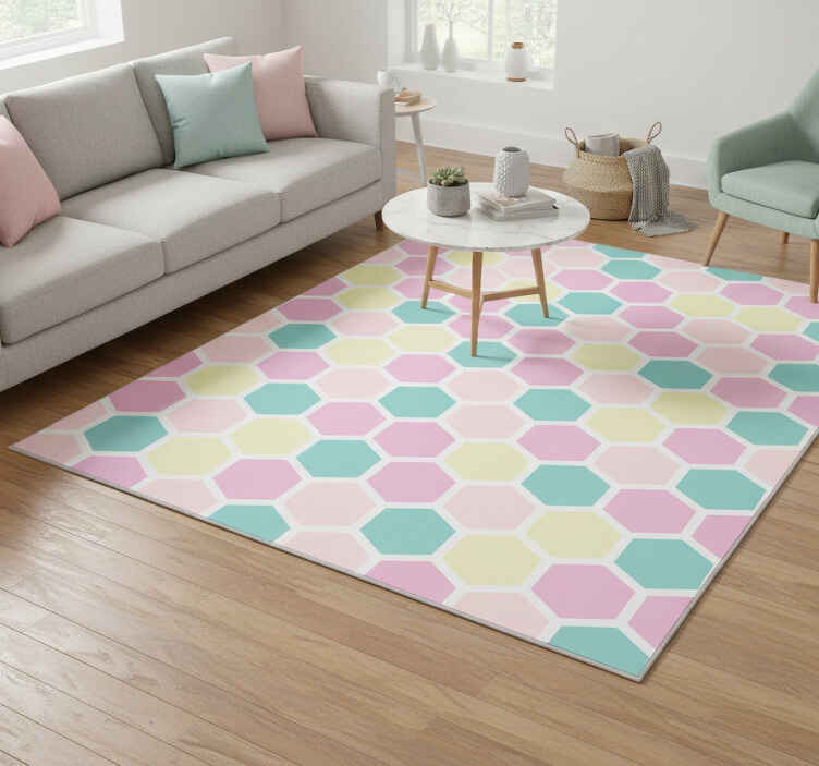 Covor de vinil geometric cu model geometric și culori pastel - TenStickers
