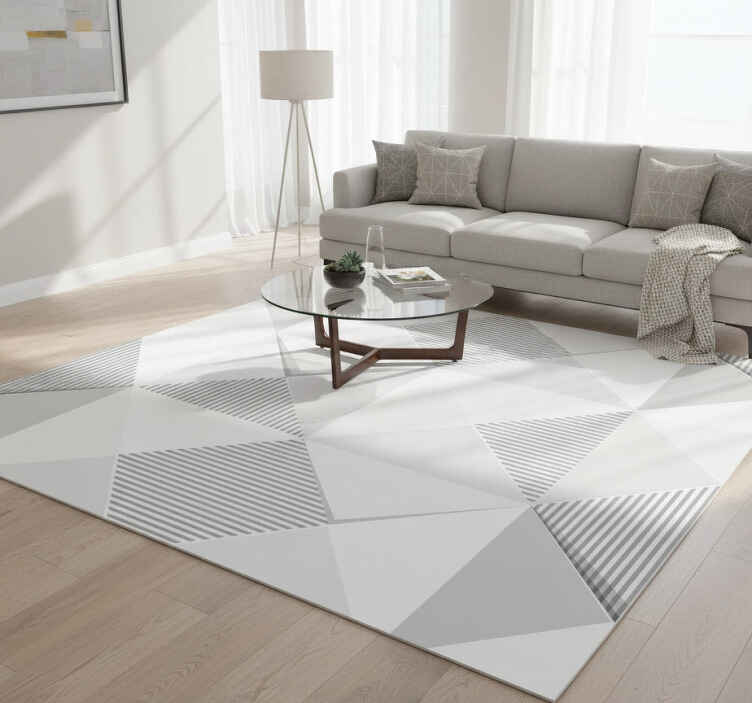 Alfombra vinílica geométrica cuadrados blancos 3d - TenVinilo