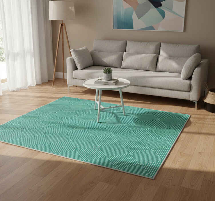Geometric vinyl rug with green squares design - TenStickers