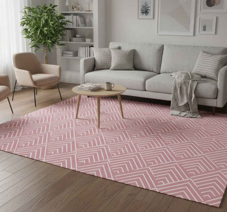 Kırmızı paralelkenar ve altıgen geometrik pvc halı - TenStickers