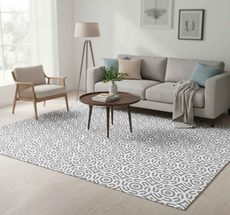 Geometric vinyl rug in white circle pattern - TenStickers