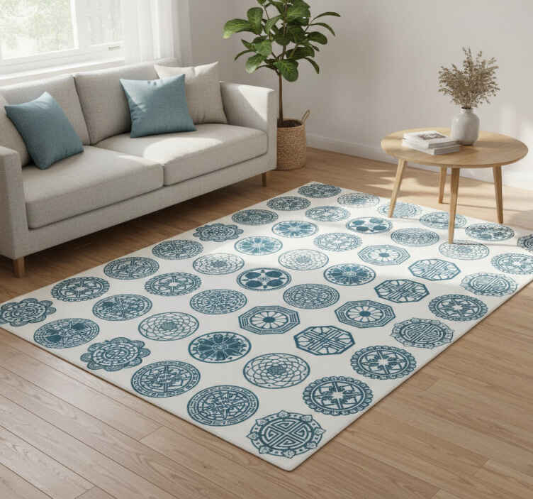 Geometric vinyl rug with korean patterns - TenStickers