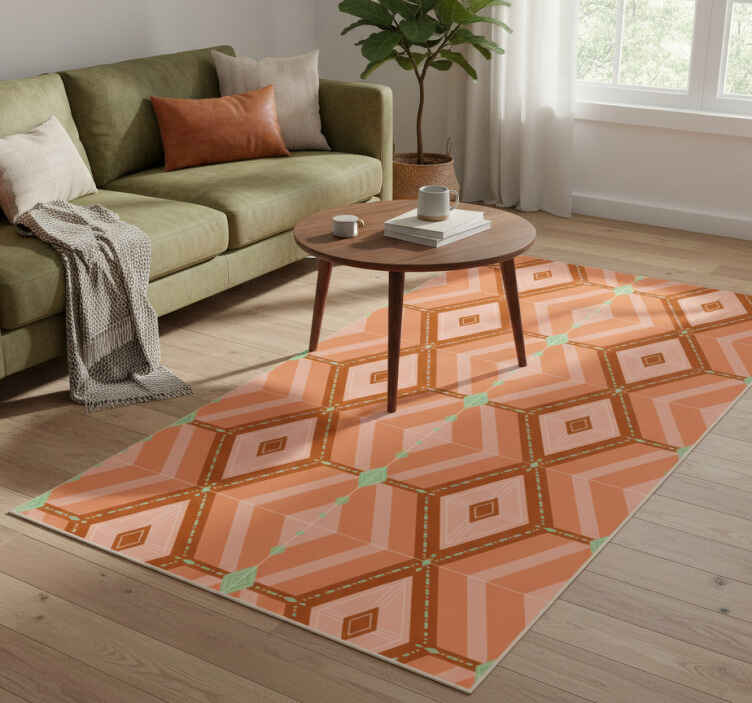 Geometric vinyl rug in 30s autumnal hues - TenStickers