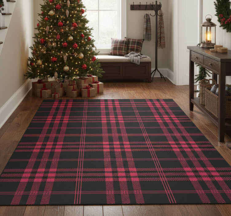 Noel pvc halı - noel tartan deseni - TenStickers