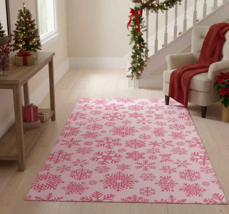Alfombra vinílica navidad diseño copos rosa - TenVinilo