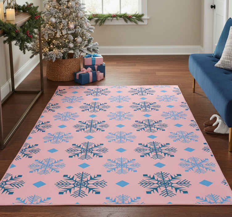 クリスマスの壁画ピンクと青の雪の結晶パターン - TENSTICKERS