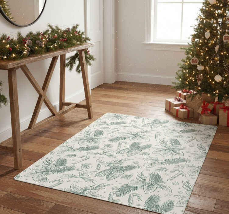 Noel pvc halı el çizimi hediye desenleri - TenStickers
