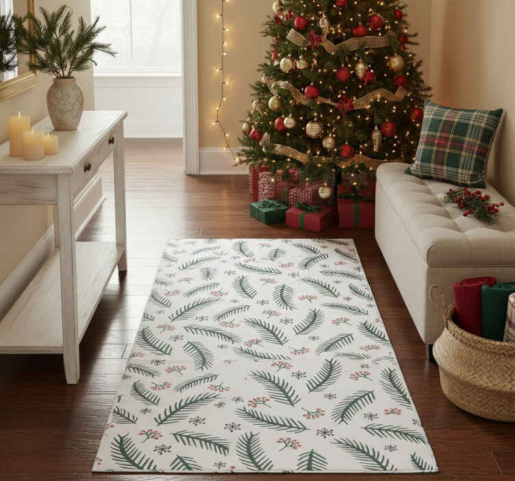 Noel pvc halı çam dalları deseni - TenStickers