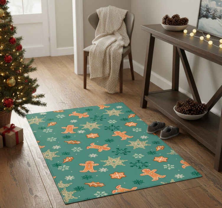 Noel pvc halı zencefilli kurabiye deseni - TenStickers