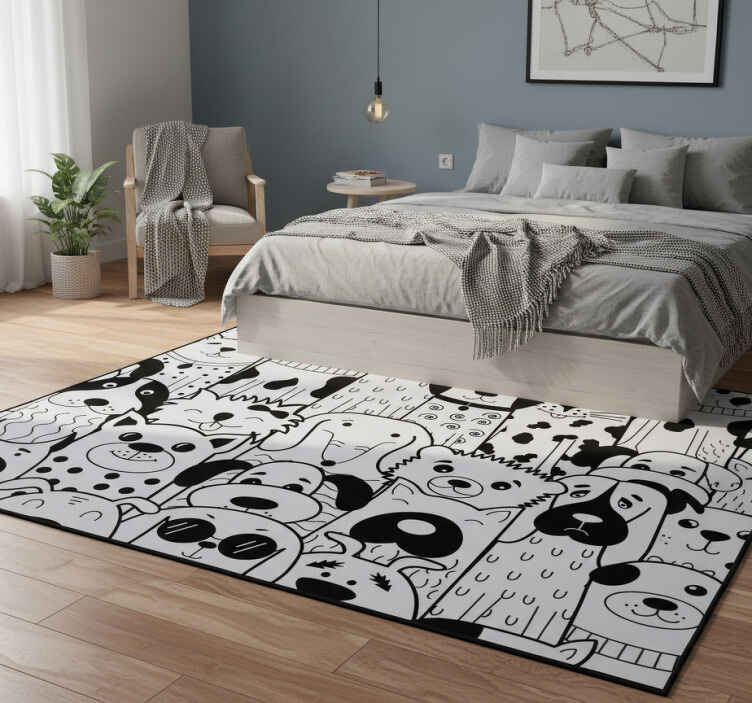 Bedroom vinyl rug with dog pattern - TenStickers