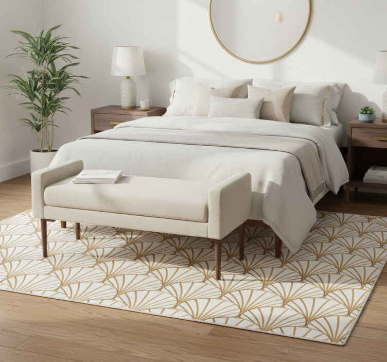 Yatak odası pvc halı art deco beyaz ve altın - TenStickers