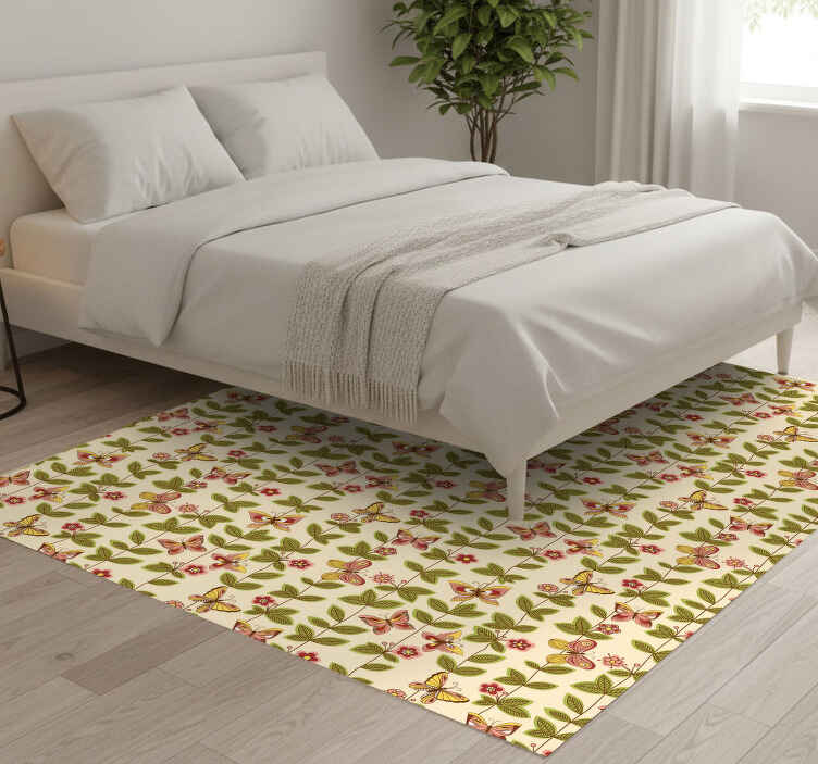 Bedroom vinyl rug with butterflies - TenStickers